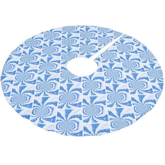 Blauw en wit modern fractal ontwerp kerstboom rok (Gekanteld)