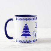 Blauw en wit modern kerstboommodel mok (Links)