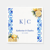 Blauw en wit Modern La Dolce Vita Italiaanse citro Servet (Voorkant)