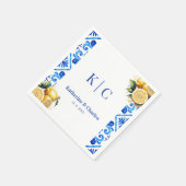 Blauw en wit Modern La Dolce Vita Italiaanse citro Servet (Hoek)