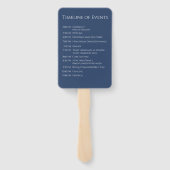 Blauw en Wit-Modern- Monogram-Huwelijksprogramma- Handwaaier (Achterkant)