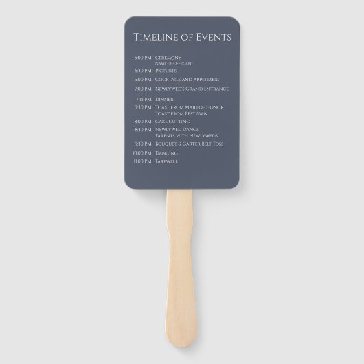 Blauw en Wit-Modern-Monogram-Huwelijksprogramma- Handwaaier (Achterkant)