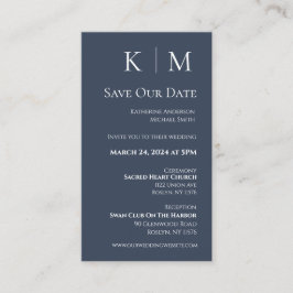 Blauw en wit-Modern-Save the Date- Visitekaartje