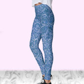 Blauw en wit modern stijlvol trendy patroon leggings