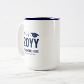 Blauw en wit | Moderne Afstuderen Cadeauverpakking Tweekleurige Koffiemok (Voorkant links)
