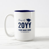 Blauw en wit | Moderne Afstuderen Cadeauverpakking Tweekleurige Koffiemok (Links)