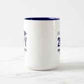 Blauw en wit | Moderne Afstuderen Cadeauverpakking Tweekleurige Koffiemok (Center)