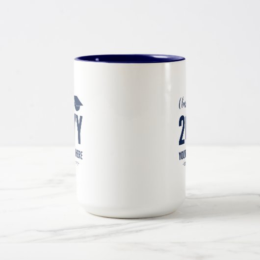 Blauw en wit | Moderne Afstuderen Cadeauverpakking Tweekleurige Koffiemok (Center)