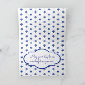 Blauw en Wit Moederdag Kaart (Binnen)