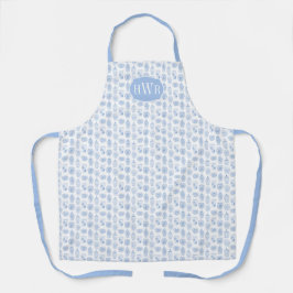 Blauw en wit monogram Ginger Jar Wedding Gift Schort