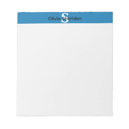 Blauw en Wit Monogram Notitieblok