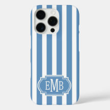 Blauw en wit monogram strepen