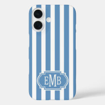Blauw en Wit Monogram Strepen