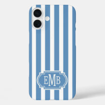 Blauw en Wit Monogram Strepen