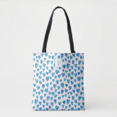 Blauw en wit monogrammen van het hart Patroon Tote Bag (Voorkant)