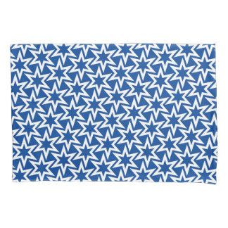 Blauw En Wit Motief | Geometrisch Sterrenpatroon Kussensloop