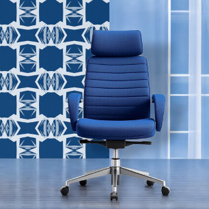 Blauw en wit mozaïek behang