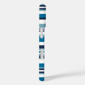 Blauw en wit multi-Stripe monogram Case-Mate iPhone Case (Achterkant / Rechts)