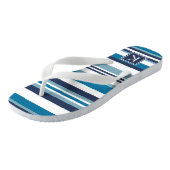 Blauw en wit multi-Stripe monogram Teenslippers (Schuin)