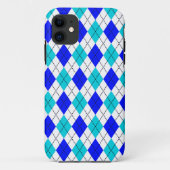 Blauw en wit, naadloos argyle-patroon Case-Mate iPhone case (Achterkant)