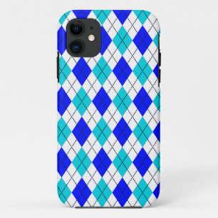 Blauw en wit, naadloos argyle-patroon Case-Mate iPhone case