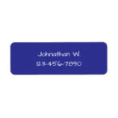 Blauw en wit naam- en telefoonnummer voor jongen etiket (Voorkant)