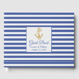 Blauw en wit Nautical Threadding Gastenboek