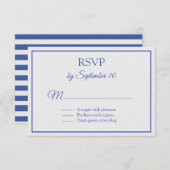 Blauw en wit Nautical Threadding RSVP Kaartje (Voorkant / Achterkant)