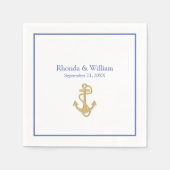 Blauw en wit Nautical Threadding Servet (Voorkant)