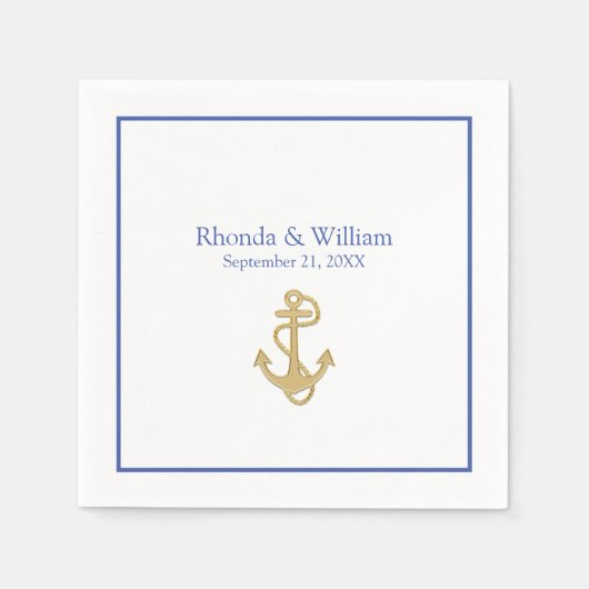 Blauw en wit Nautical Threadding Servet (Voorkant)
