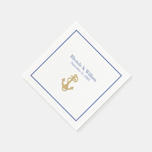 Blauw en wit Nautical Threadding Servet (Hoek)