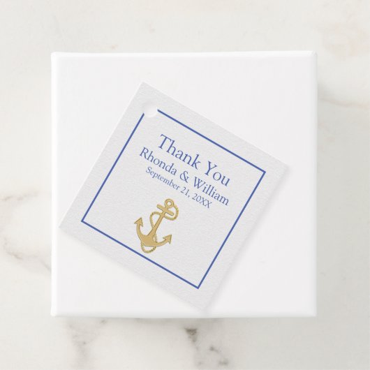 Blauw en wit Nautical Wedding Bedankjes Labels (In situ)
