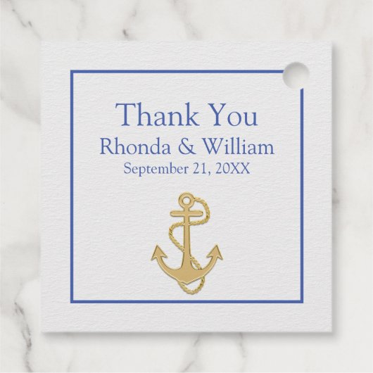 Blauw en wit Nautical Wedding Bedankjes Labels (Achterkant)