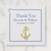 Blauw en wit Nautical Wedding Bedankjes Labels (Voorkant)