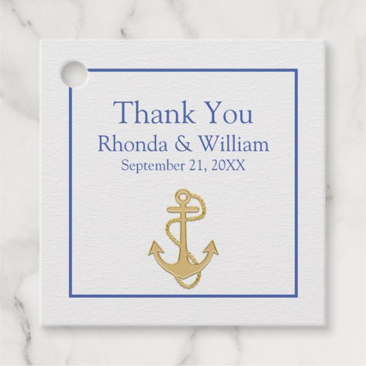 Blauw en wit Nautical Wedding Bedankjes Labels (Voorkant)