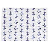 Blauw en wit nautisch anker groot cadeauzakje (Achterkant)