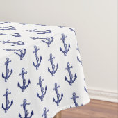 Blauw en wit nautisch anker tafelkleed (Voorbeeld)