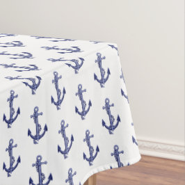 Blauw en wit nautisch anker tafelkleed