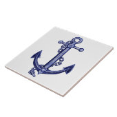 Blauw en wit nautisch anker tegeltje (Zijkant)