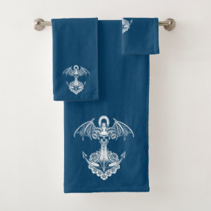 Blauw en wit nautisch ankerbad bad handdoek