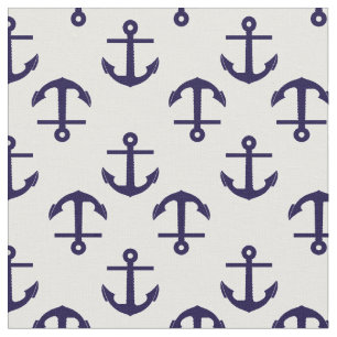 Blauw en wit nautisch ankerpatroon stof