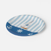 Blauw en Wit Nautisch georiënteerd design. Papieren Bordje (Gekanteld)