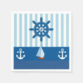 Blauw en Wit Nautisch georiënteerd design. Servetten