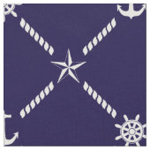 Blauw en wit Nautisch Monogram Stof (Close Up)