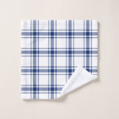 Blauw en Wit Nautisch Plaid Bad Handdoek (Wasdoekje)