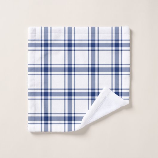 Blauw en Wit Nautisch Plaid Bad Handdoek (Wasdoekje)