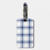Blauw en Wit Nautisch Plaid Bagagelabel (Achterkant verticaal)