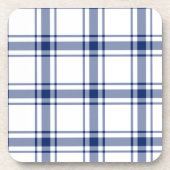 Blauw en Wit Nautisch Plaid Bier Onderzetter (Voorkant)