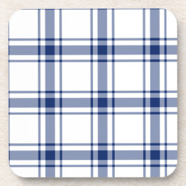 Blauw en Wit Nautisch Plaid Bier Onderzetter