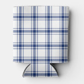 Blauw en Wit Nautisch Plaid Blikjeskoeler (Voorkant)